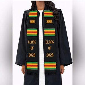2026 Black Graduation Stole with Multicolor Stripes
